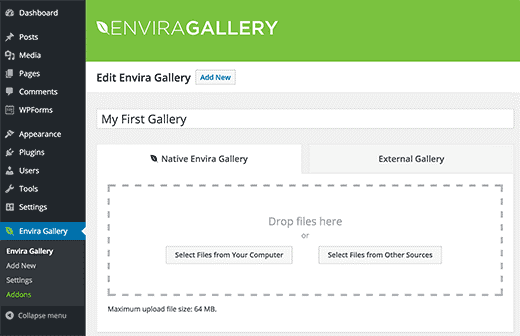 configuración de la galería envira