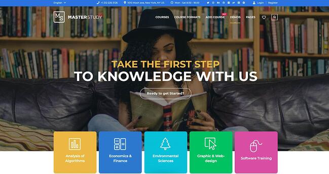 sitio de demostración para wordpress e-learning tema masterstudy