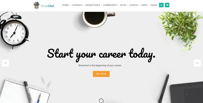 página de demostración del tema de aprendizaje electrónico de wordpress smartowl