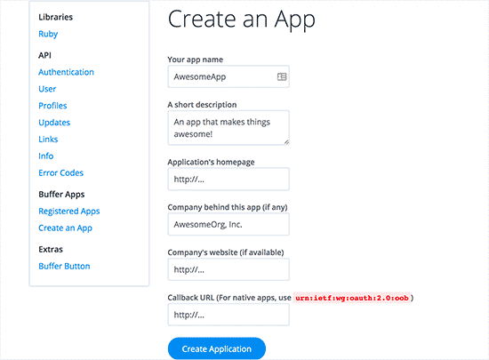 crear búfer de aplicación