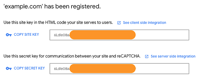 claves de registro para google recaptcha