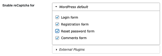 habilitando recaptcha en diferentes páginas en el complemento wordpress recaptcha