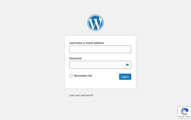 página de inicio de sesión de wordpress con Google recaptcha habilitado