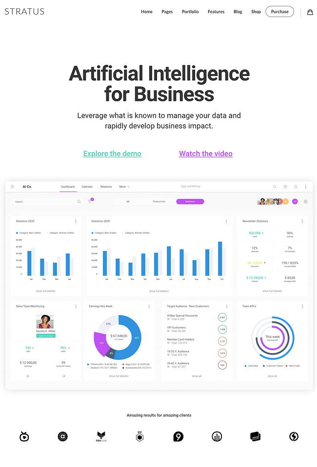 mejor tema de wordpress para servicios de TI: Stratus Demo for Artificial Intelligence Takeoff
