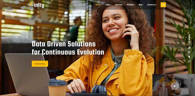 mejores temas de wordpress para servicios de TI: Inity