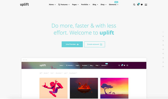 mejor tema de wordpress para servicios de TI: demostración de Uplift para nuevas empresas