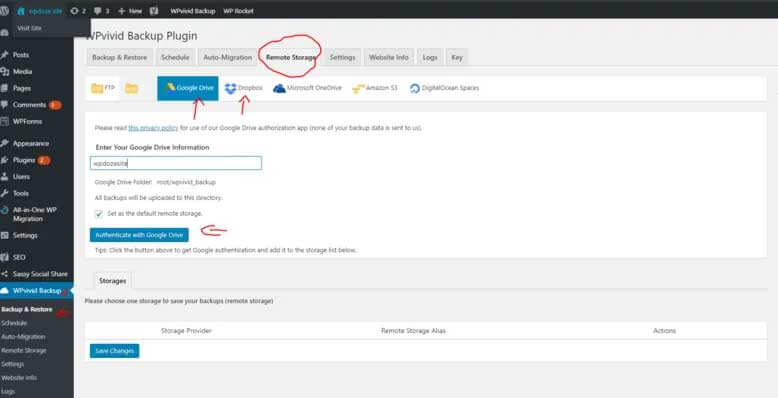 Configurar almacenamiento