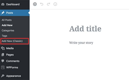 Editar en el editor clásico