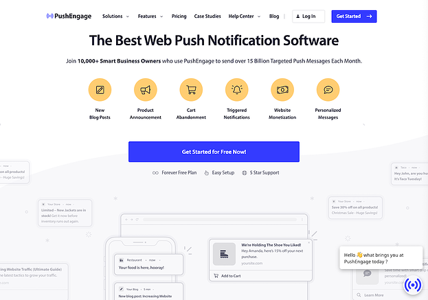 mejores servicios de notificaciones push: pushengage