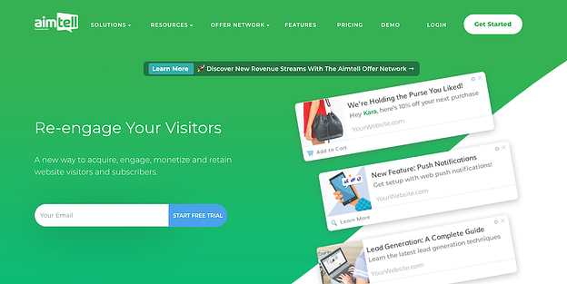 mejores servicios de notificaciones push: aimtell