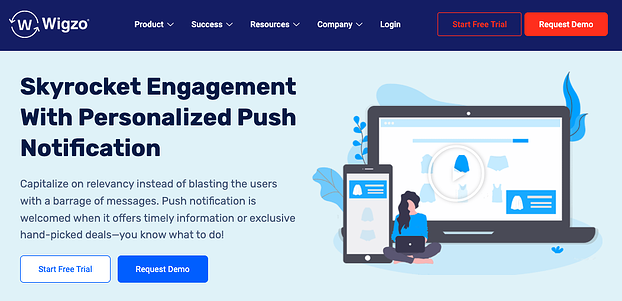 mejores servicios de notificaciones push: wigzo