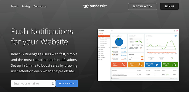 mejores servicios de notificaciones push: pushassist