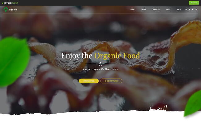 mejores temas de wordpress ecológicos: la demostración orgánica presenta un control deslizante de video que muestra a un chef cocinando comida orgánica