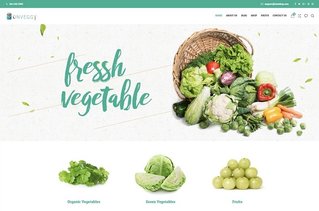 los mejores temas ecológicos de wordpress: demostración de CiyaShop con exhibición de productos vegetales frescos