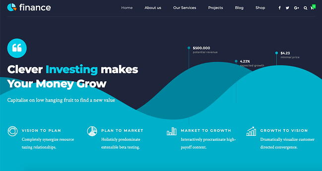 Los mejores temas de WordPress para contadores: demostración de Finance Angel Investors