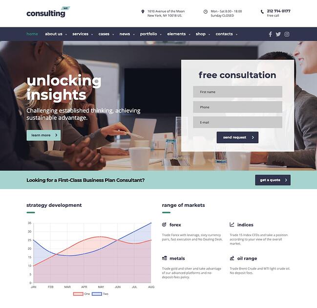 Los mejores temas de WordPress para contadores: demostración de agencia de consultoría