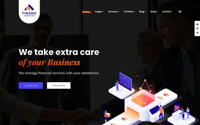 Los mejores temas de WordPress para contadores: Finano Consulting Demo