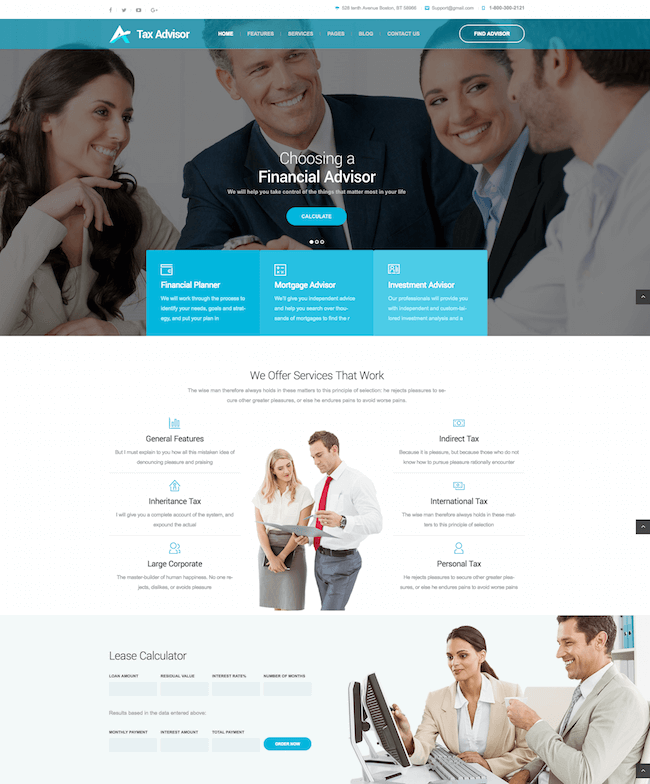 Los mejores temas de WordPress para contadores: asesor fiscal 