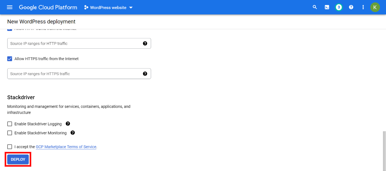 Implemente un sitio de WordPress con alojamiento de Google Cloud. 
