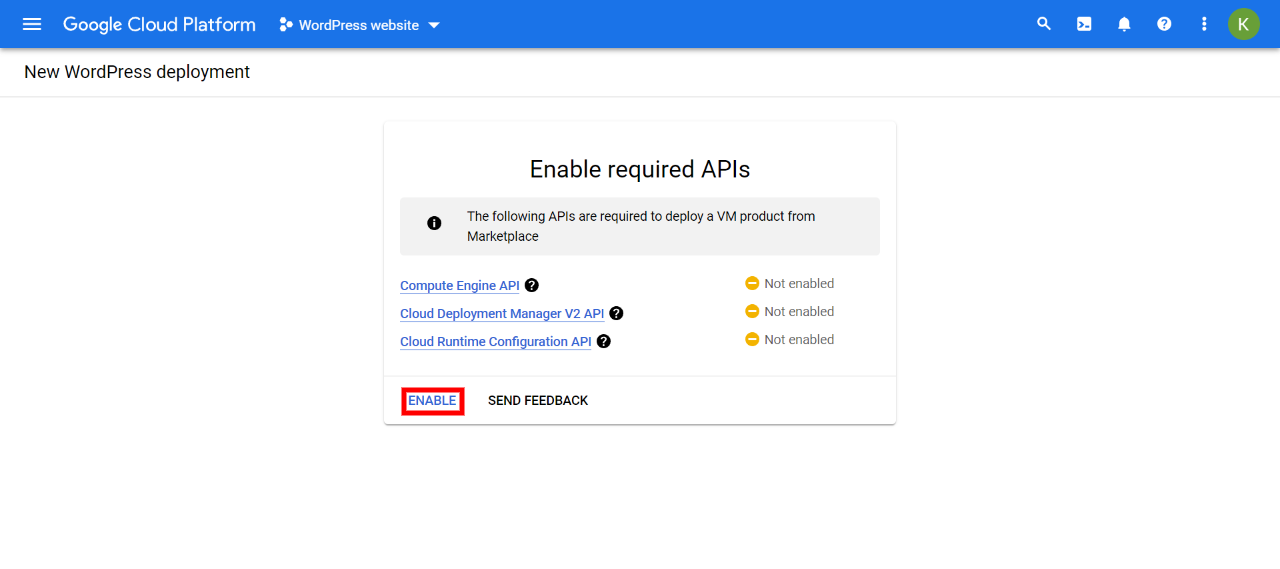 Habilitación de API en Google Cloud. 