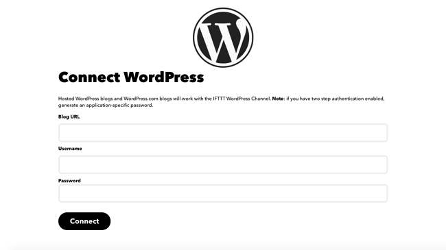 publicación automática en Facebook: credenciales de WordPress
