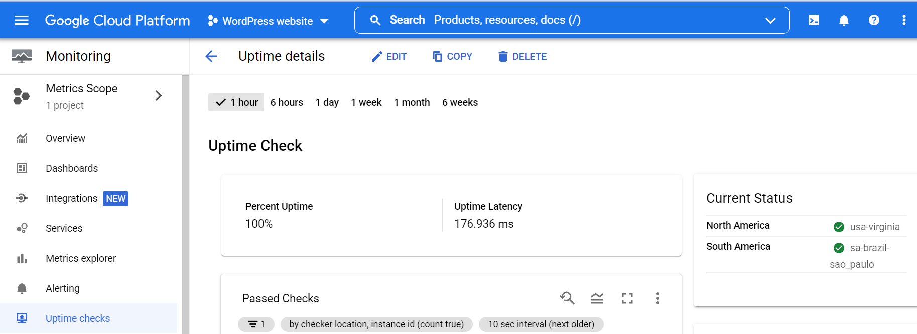 Consulta la disponibilidad en Google Cloud Console. 
