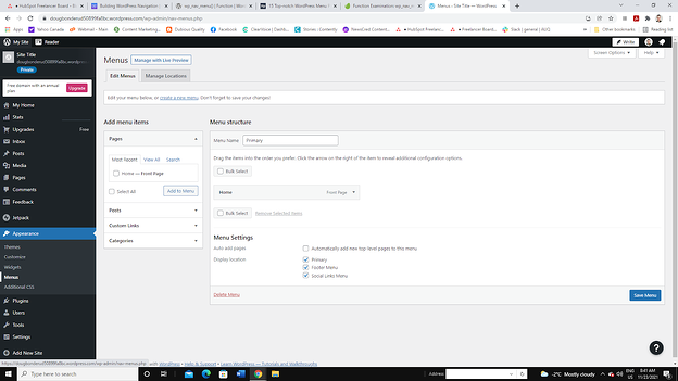 Cambiar la pantalla del menú de navegación de wordpress