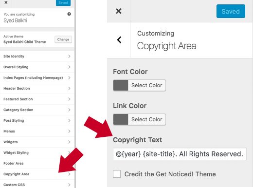 Configuración del tema de edición de pie de página de WordPress