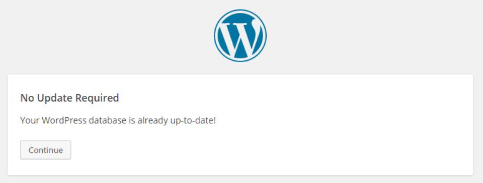 WordPress "no requiere actualización" Error de la base de datos