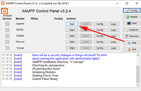 ejecutar xampp