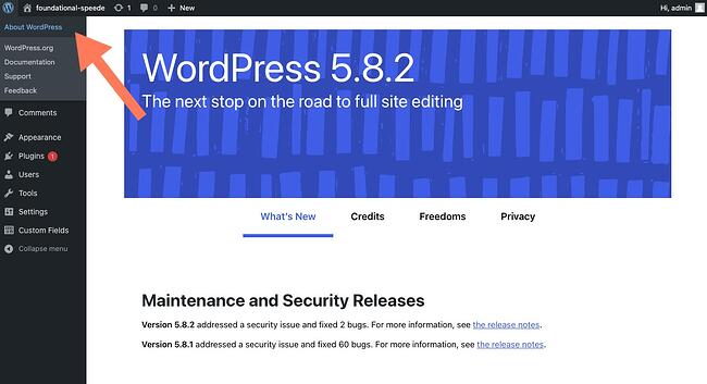 verificación de la versión de wordpress: sobre wordpress