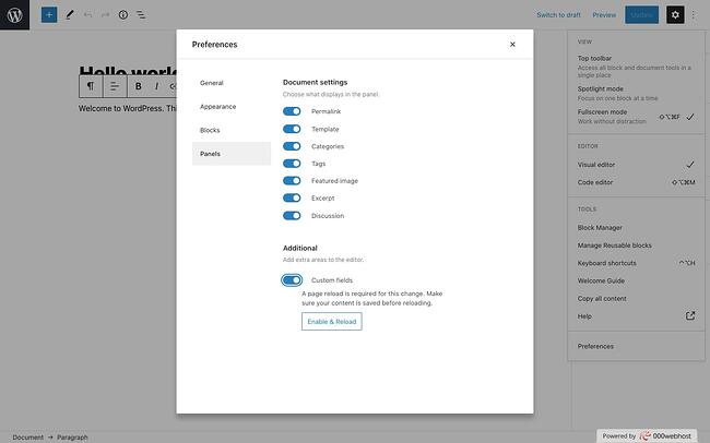 Cómo usar campos personalizados en WordPress: habilitar campos personalizados