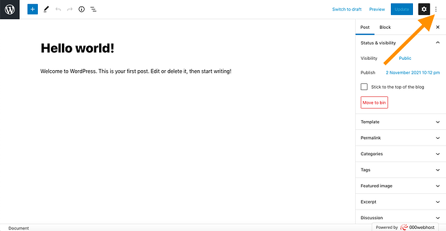 Cómo usar campos personalizados en WordPress: haga clic en el icono Opciones