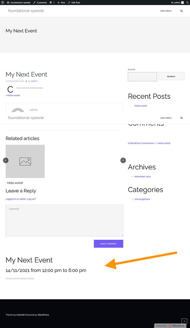 Entrada de WordPress que muestra campos personalizados avanzados en la interfaz