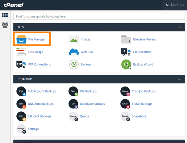 Cómo actualizar automáticamente WordPress usando cPanel: Ir al Administrador de archivos