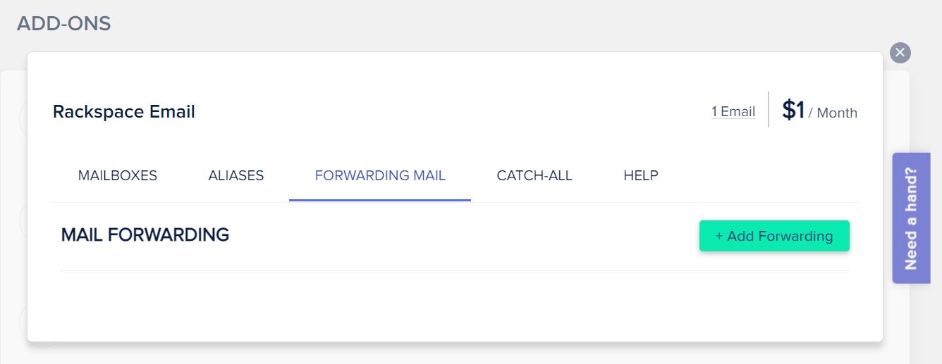 Opción de reenvío de correo de Rackspace