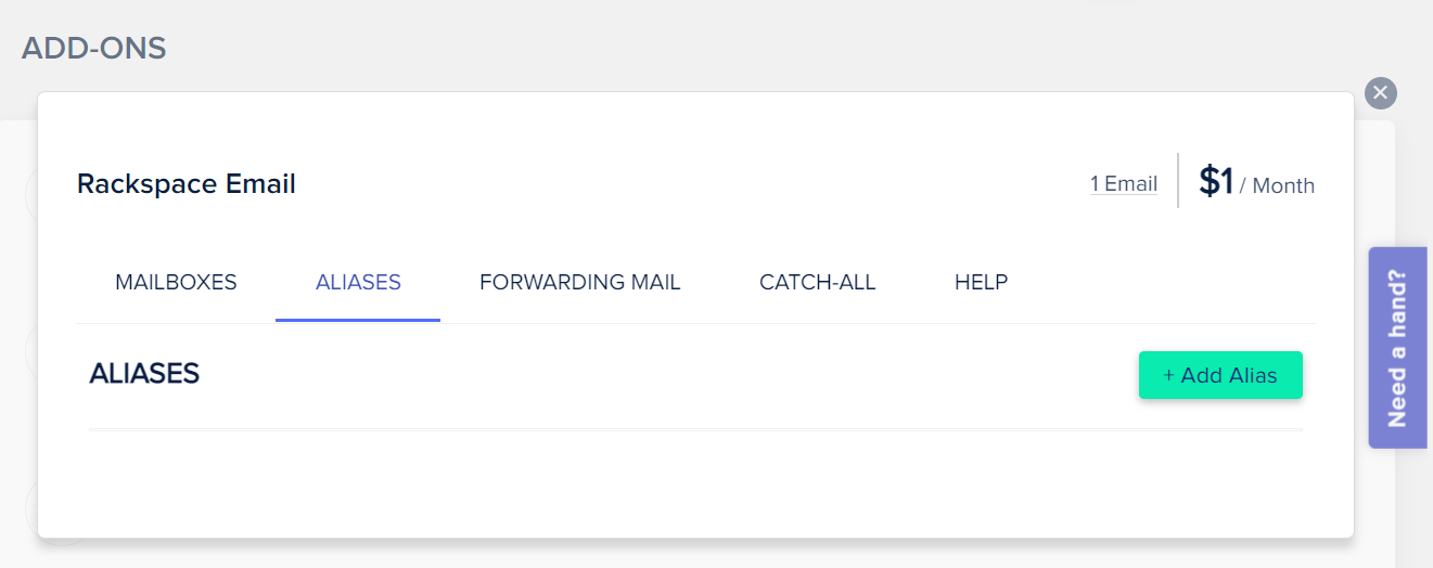 Función de alias de Rackspace al crear su propio dominio de correo electrónico