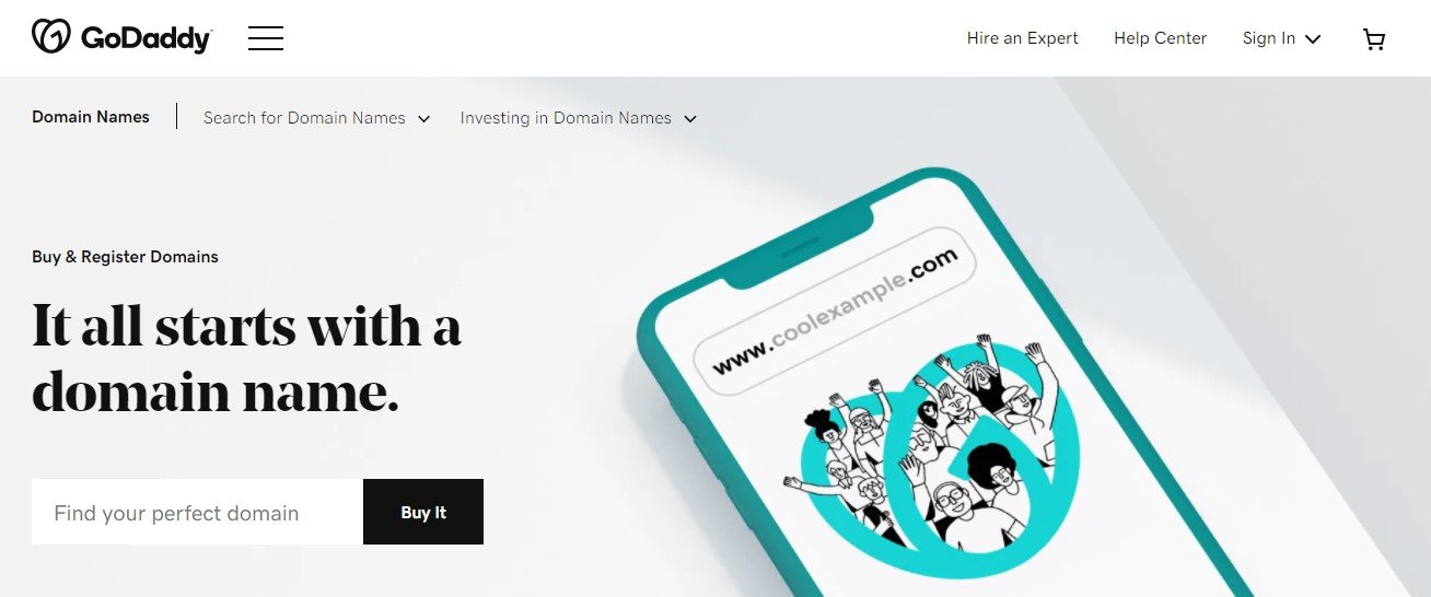 Página de búsqueda de dominios de GoDaddy