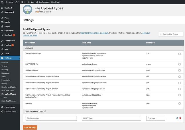 Agregar más tipos de archivos permitidos con tipos de transferencia de archivos a través del complemento WPForms
