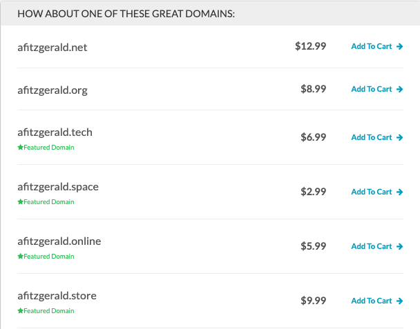 Cómo obtener su propio dominio: variaciones de un nombre de dominio personalizado generado por dominio.com