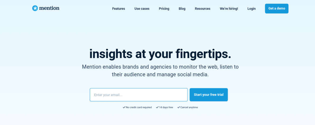 Sitio web Mention.com.