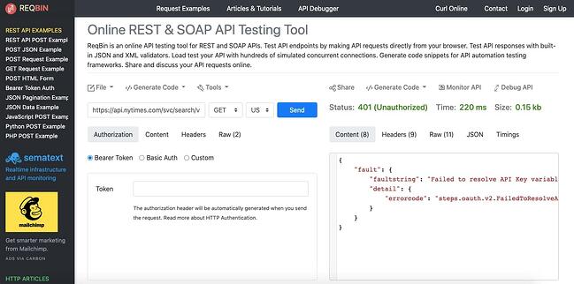 prueba de llamadas a la API: haz la solicitud 