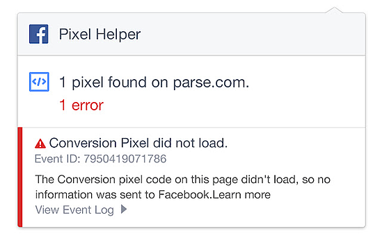 pantalla de error de wordpress de facebook