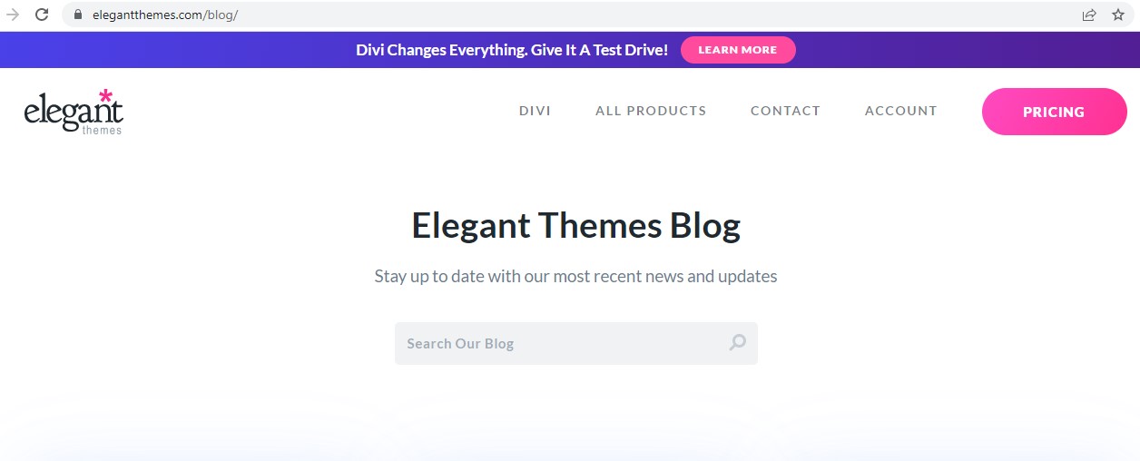 Página de blog de temas elegantes