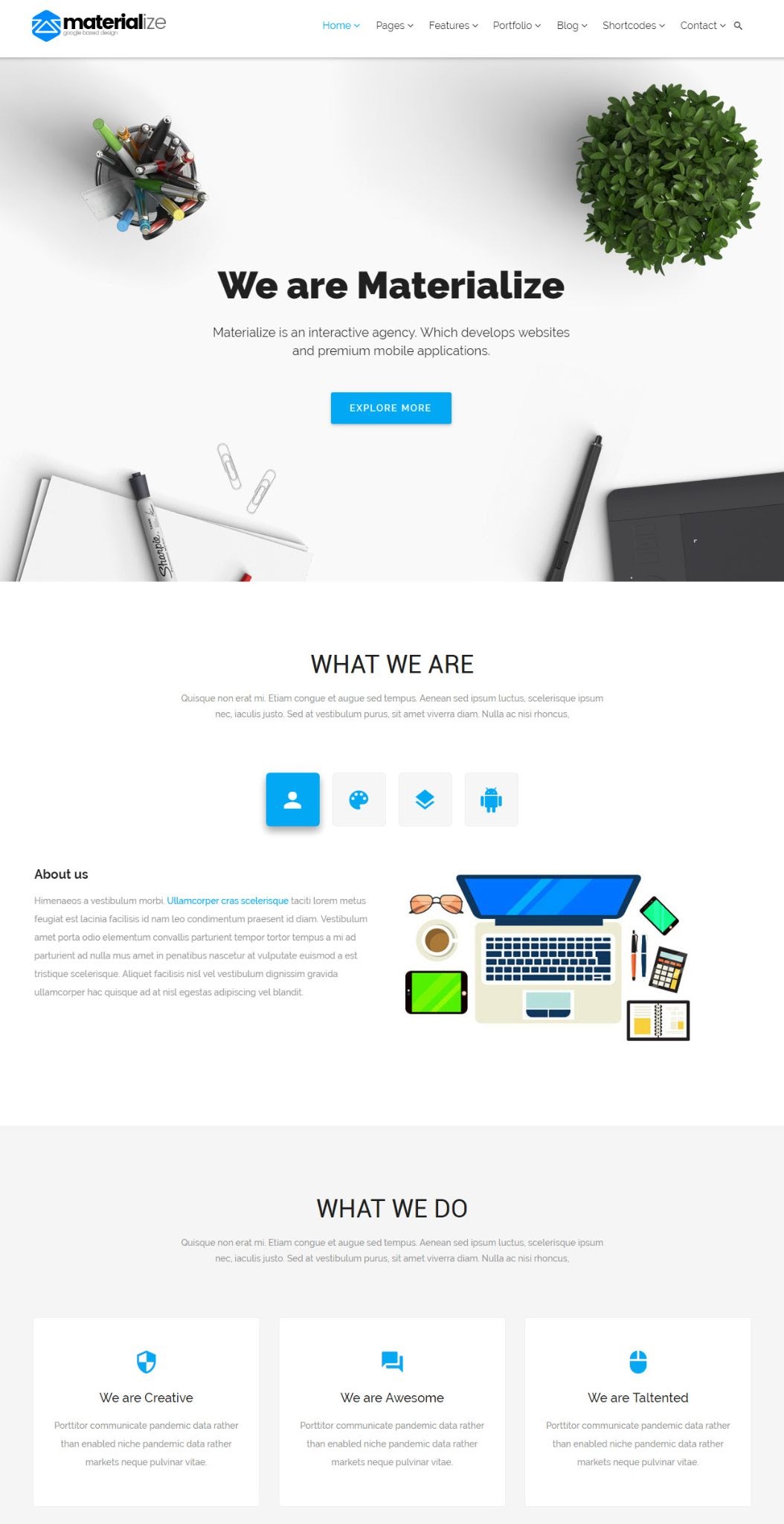 mejor tema de wordpress para diseño de materiales: materializar