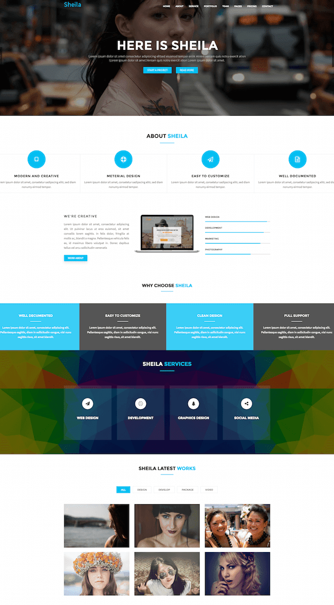 mejor tema de wordpress en material design: sheila