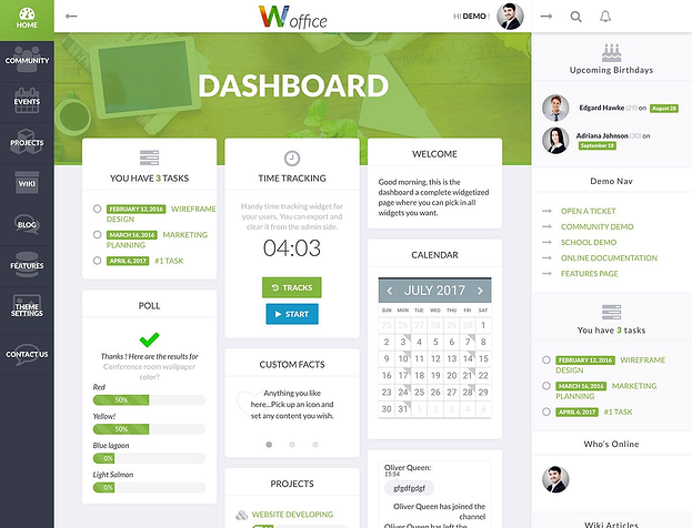 mejor tema de wordpress para diseño de materiales: woffice