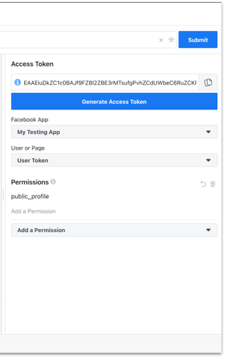     cómo usar la API de Facebook: muestra el token de acceso