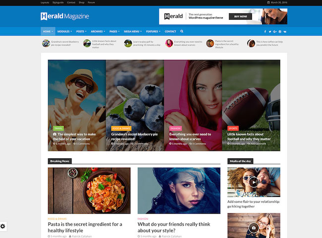 Tema WordPress Herald de derecha a izquierda (RTL)