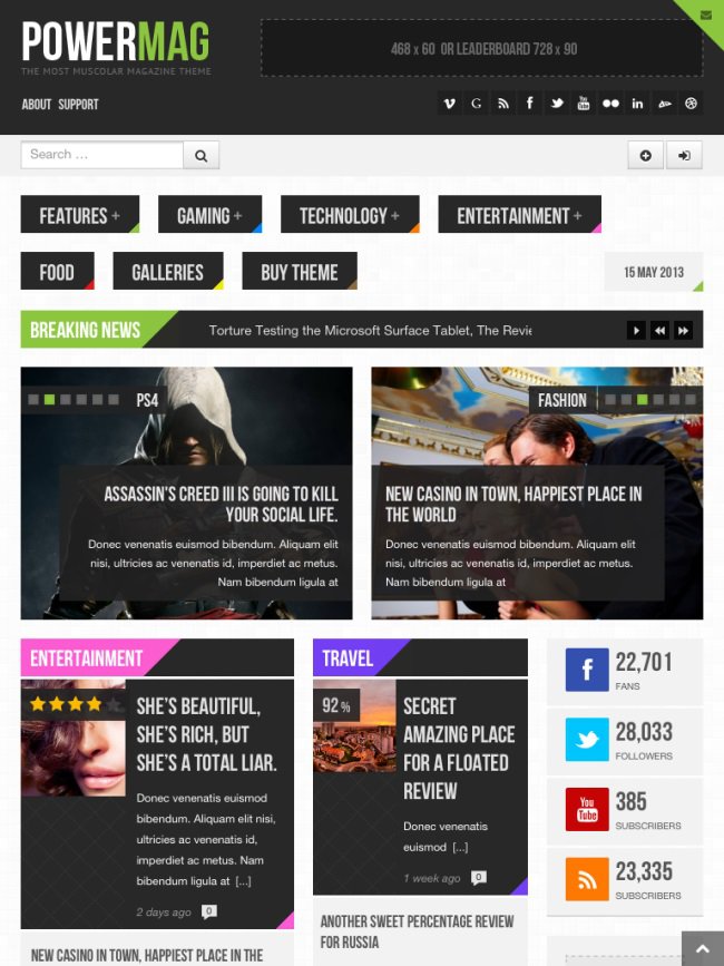 Tema de WordPress PowerMag de derecha a izquierda (RTL)